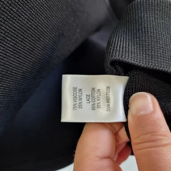 Witchery Black & Beige Lace Contrast Bodycon Dress Size 14 - Picture 8 of 8